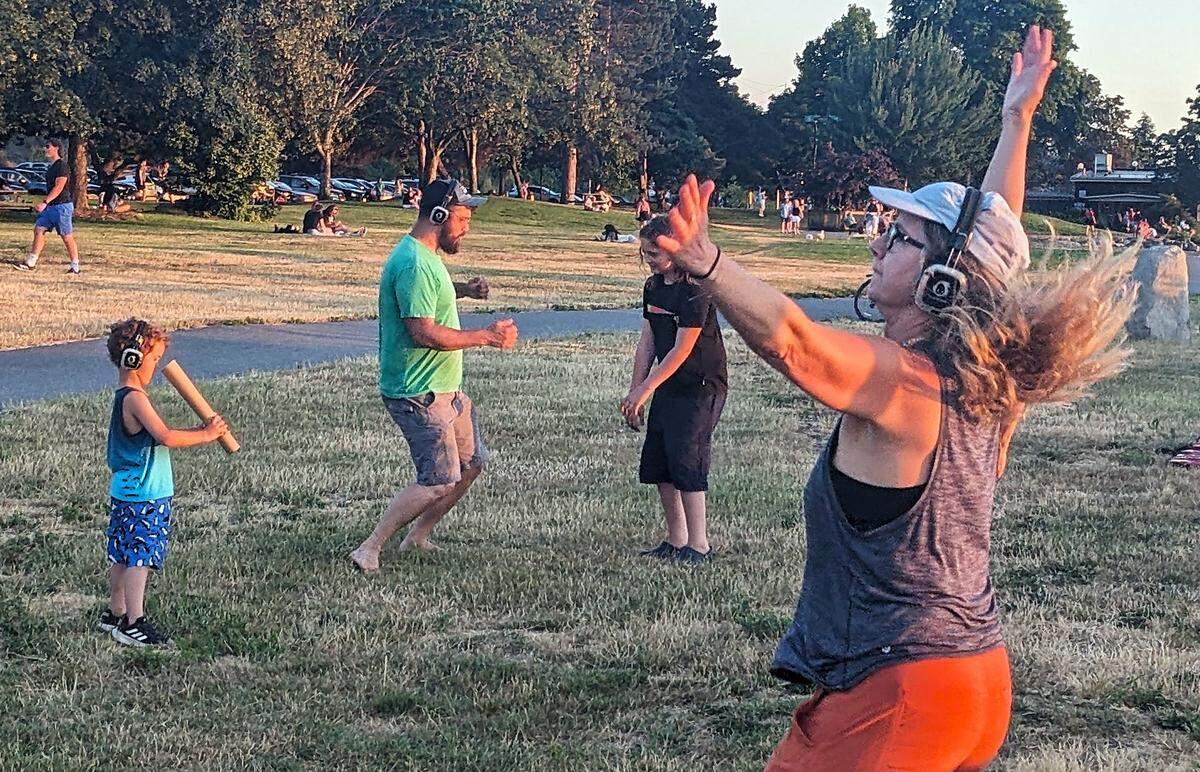 Silent Disco organizer Dana Carr has 100 sets of headphones available to anyone who wants to join.