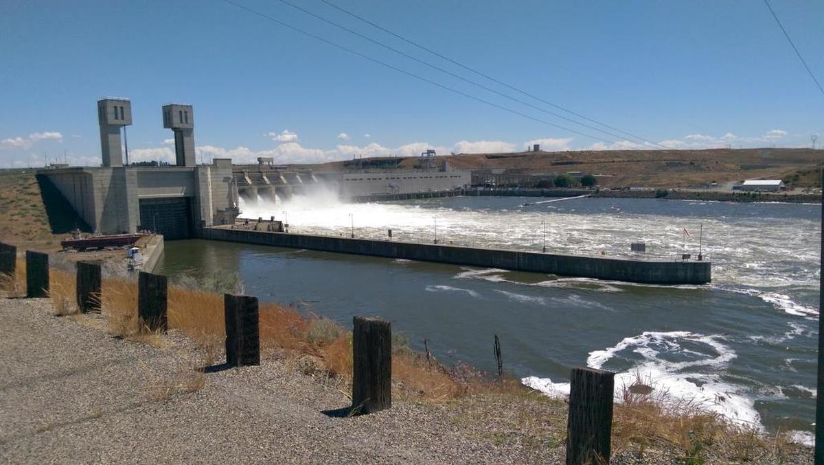 Ice Harbor dam, located near the mouth of the Snake River where it meets the Columbia River near Pasco, Wash., is the first of the lower Snake dams built primarily to provide a shipping channel into Idaho. It was built in 1961.