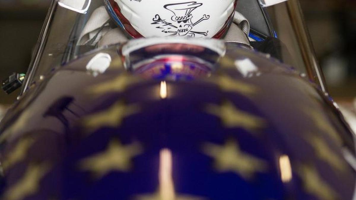 Stuntman Eddie Braun in the cockpit of The Evel Spirit Sept. 1 at his team’s shop in Twin Falls.