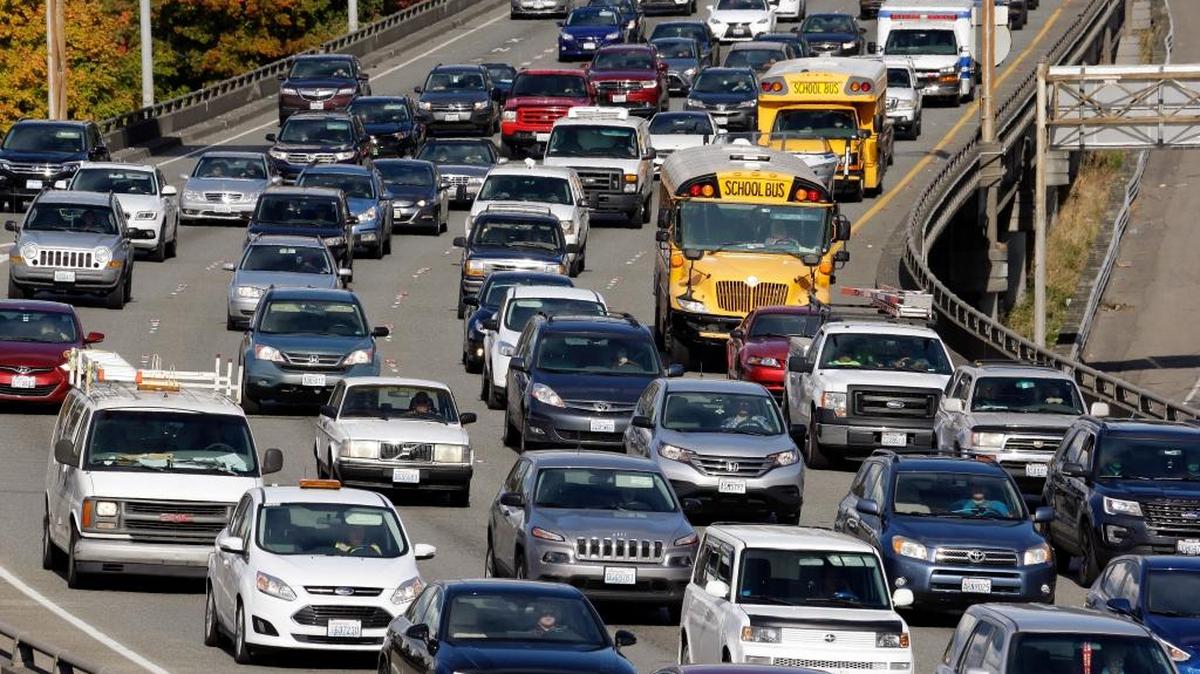Traffic fills all lanes of Interstate 5 heading into downtown Seattle on Wednesday, Oct. 11, 2017. Whichever city lands Amazon’s second headquarters, some people in Seattle, it’s original hometown, say there are downsides to having the tech giant in the neighborhood. Housing prices have soared faster than anywhere else in the country and traffic is frequently unmentionable. And while Amazon is far from solely to blame for these issues, and many say the benefits clearly outweigh the drawbacks, life has been disrupted.