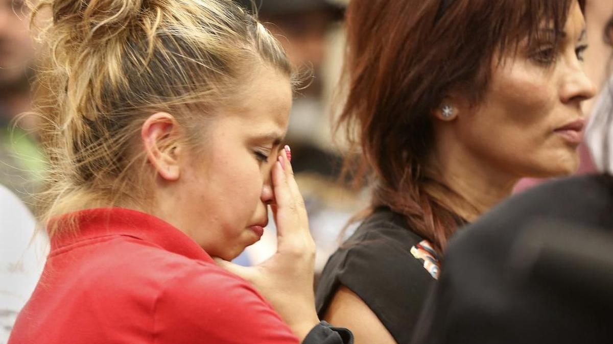 
Blanca Zambrano, cousin of shooting victim Antonio Zambrano-Montes, reacts to the decision announced Wednesday during a news conference by Franklin County Prosecutor Shawn Sant to not charge the three Pasco officers involved in February's fatal shooting.
