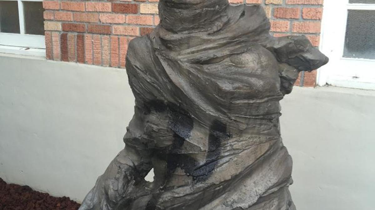 A statue outside Temple Beth Hatfiloh in Olympia was vandalized with a swastika.