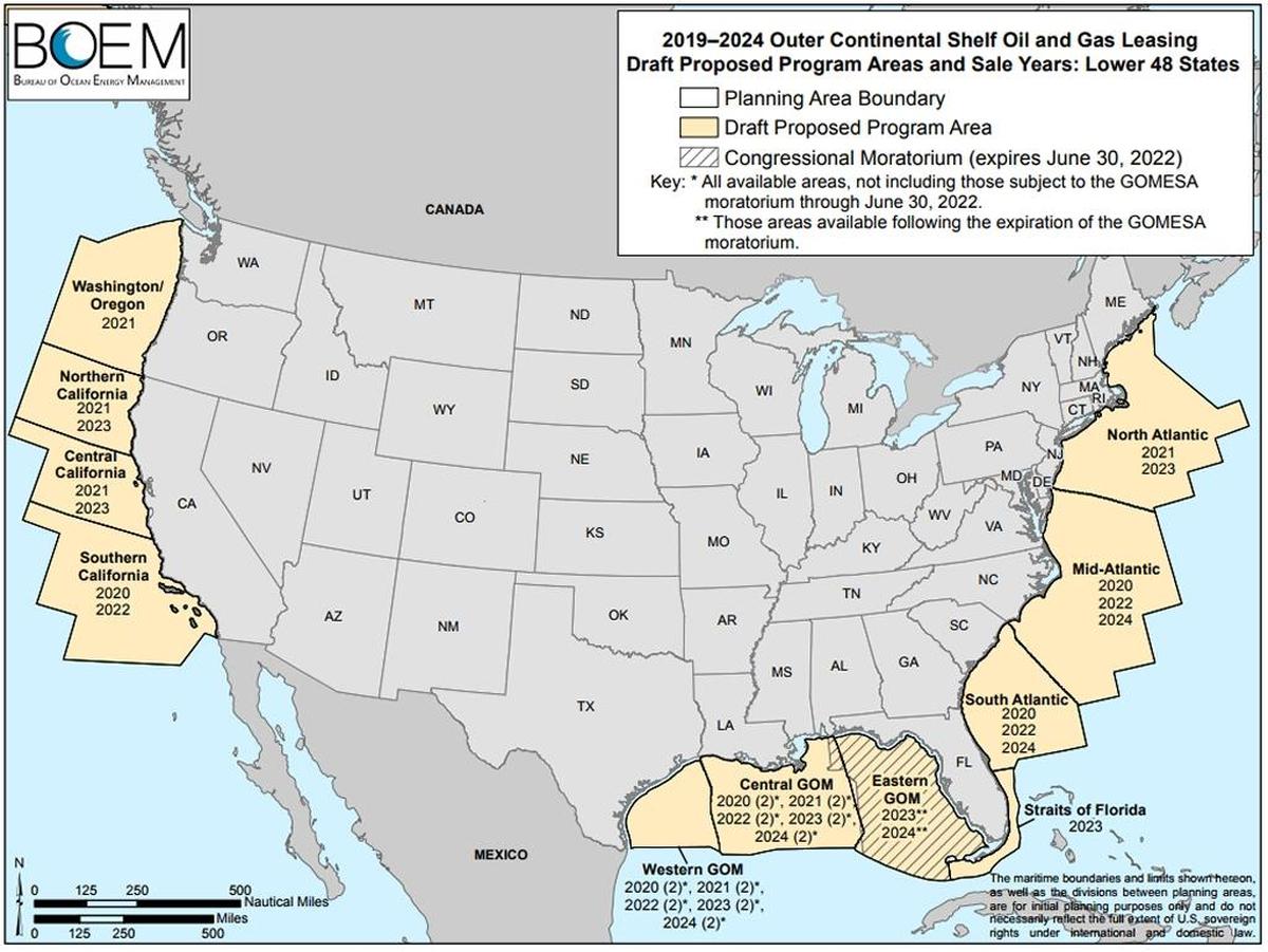 An offshore drilling plan announced by U.S. Secretary of the Interior Ryan Zinke would include 47 potential lease sales, including ones off the shorelines of Oregon and Washington.