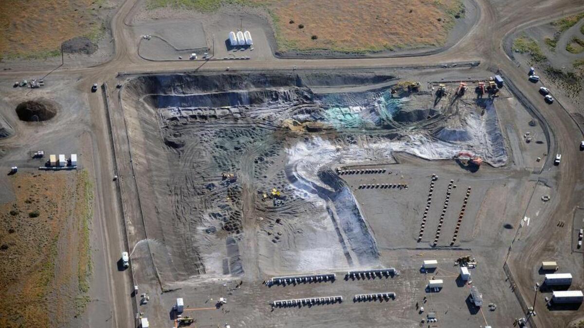 The Hanford 618-10 Burial Ground trenches are shown as they looked during excavation earlier this year.