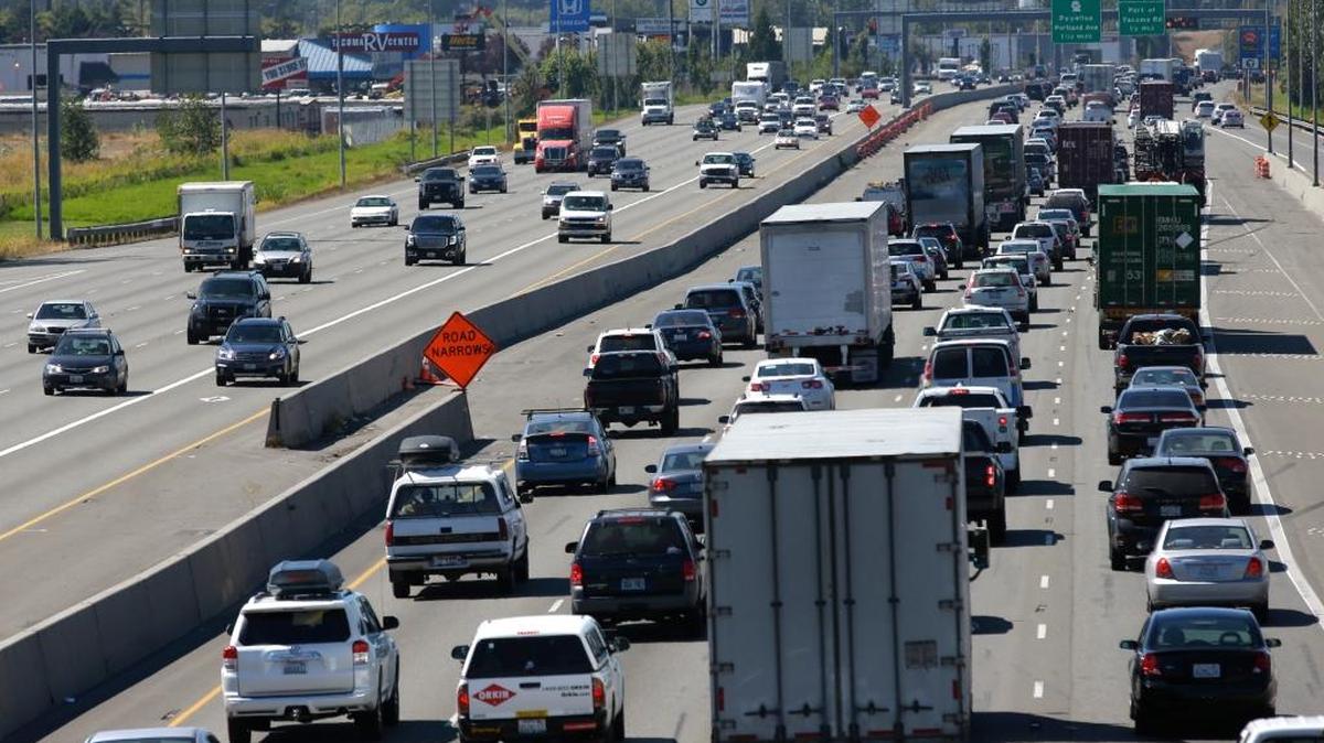 Traffic heads north on Interstate 5 in 2016. The Fourth of July holiday will make traffic in and around the Emerald City particularly bad.