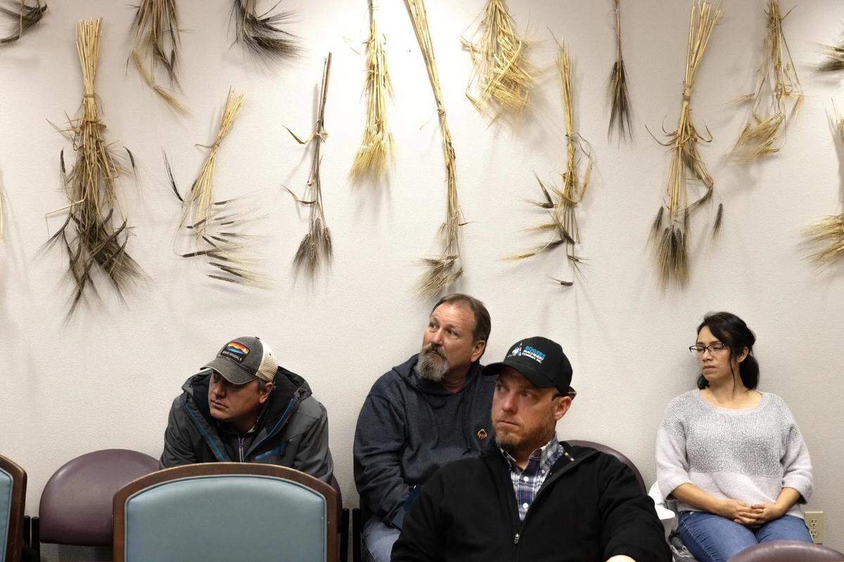 Farmers participate in a class on how to work among Spanish speaking communities. The lecture was part of the Pizza for Producers training at the WSU Bread Lab, where participants discussed mental health issues in rural areas of the West.