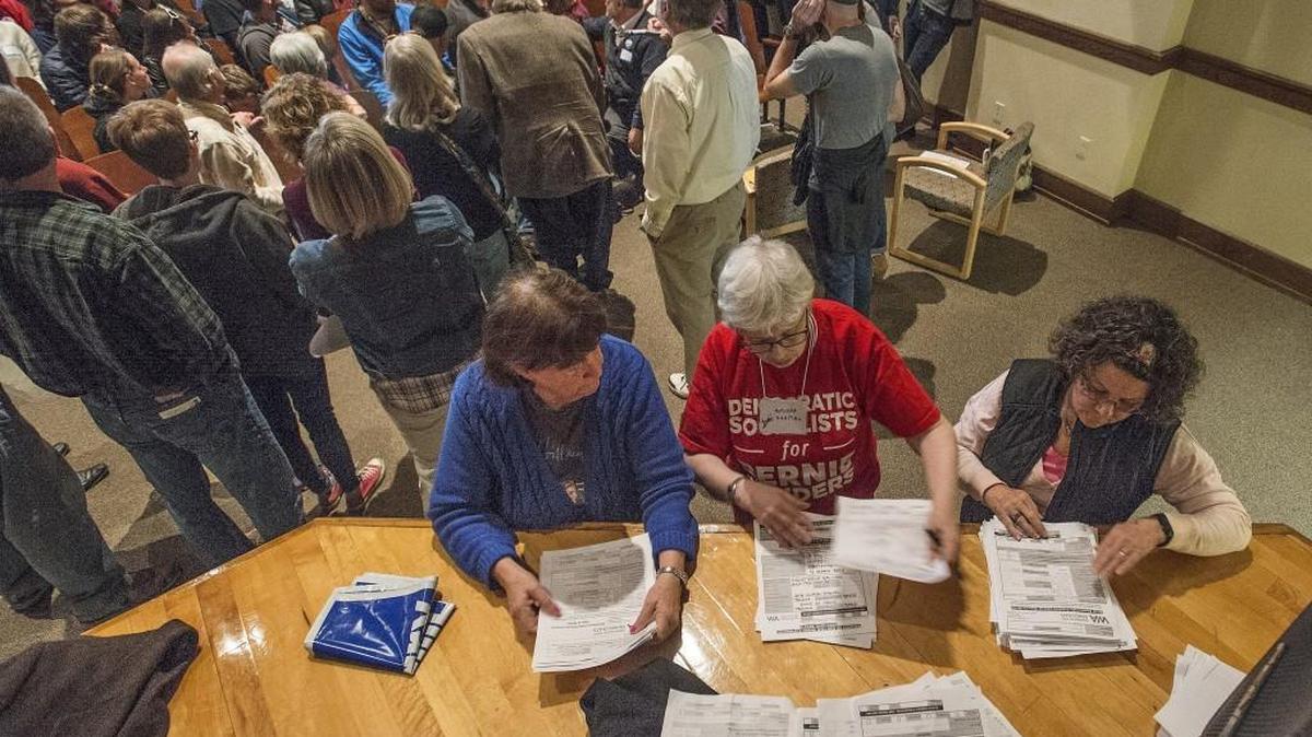 The political discourse was robust as forms were counted at Democratic precinct caucuses at Jason Lee Middle School on Saturday, March 26, 2016.