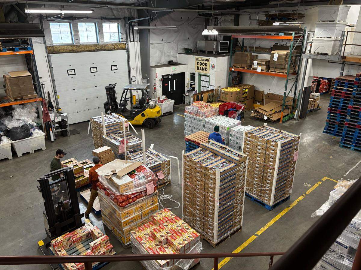 Bellingham Food Bank staff organize deliveries at the facility on Monday, Oct. 27, 2025.
