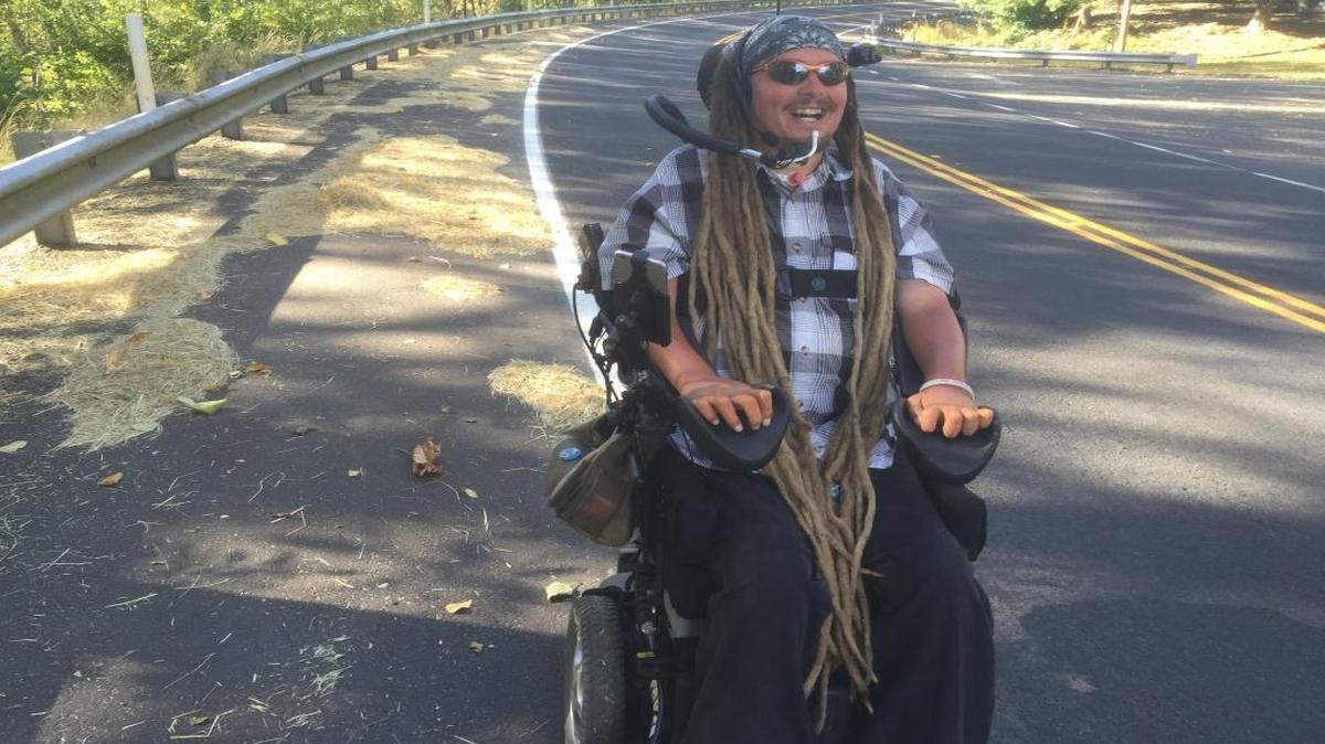 Ian Mackay rode his wheelchair from his home in Port Angeles across the state to Portland, Ore., for a total of 335 miles. Ian rode trails, bike lanes and road shoulders, depending on what was available.