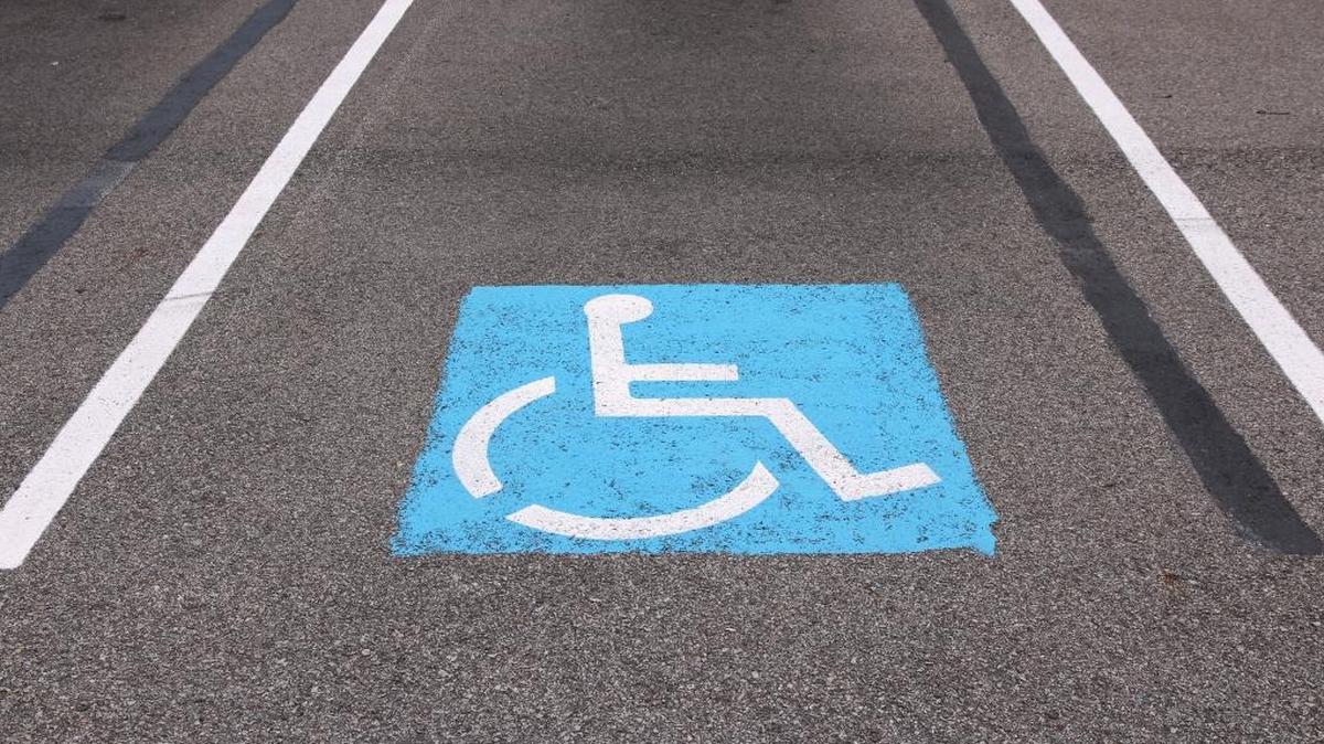 Handicapped parking spot stock image.