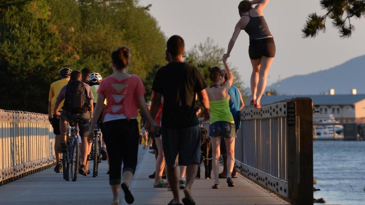 
Sunset at Boulevard Park on July 1, 2013, in Bellingham. Bicyclists must yield to pedestrians on the city’s multi-use paths and trails.
