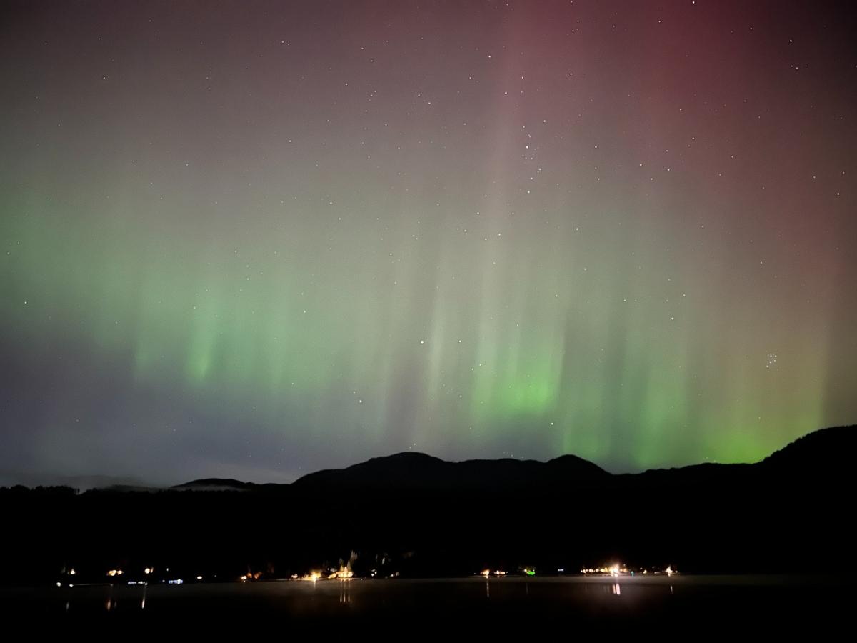 The northern lights were visible Thursday, Oct. 10 from the Sudden Valley marina on Lake Whatcom east of Bellingham.
