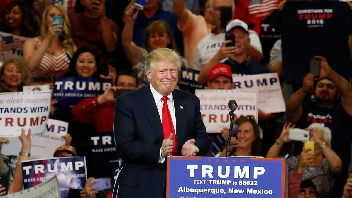 Republican presidential candidate Donald Trump speaks at a campaign event in Albuquerque, N.M., Tuesday, May 24, 2016.