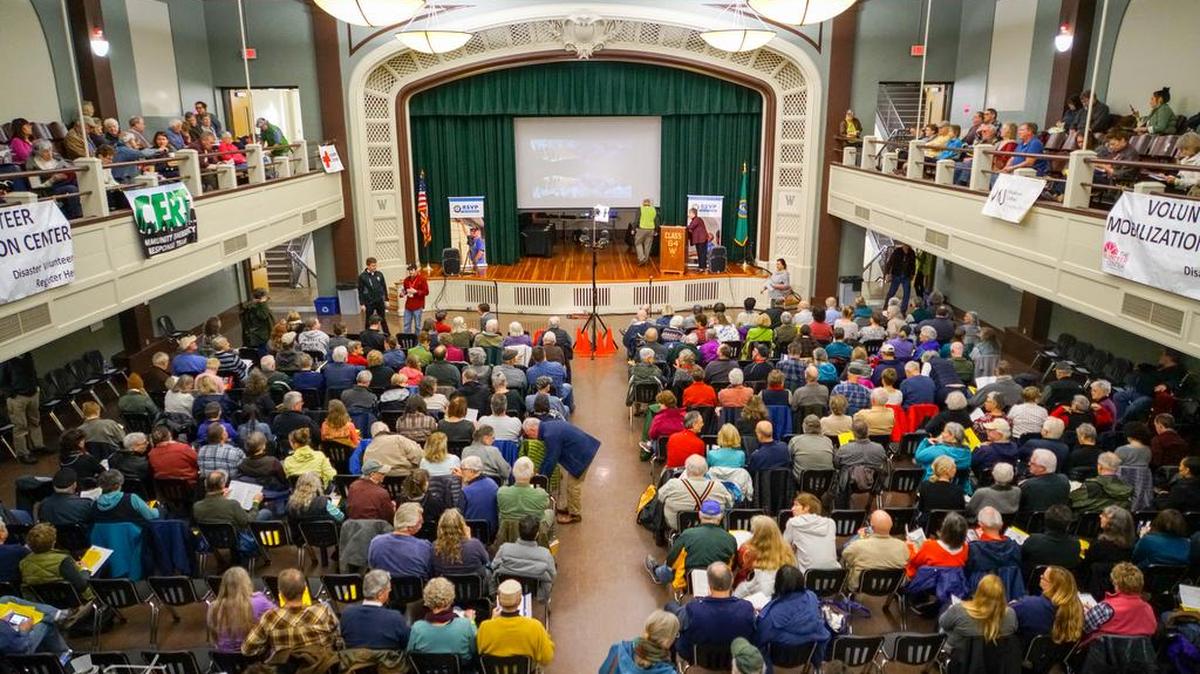 More than 450 people attend the disaster summit held Jan. 23, 2016, at Whatcom Middle School.