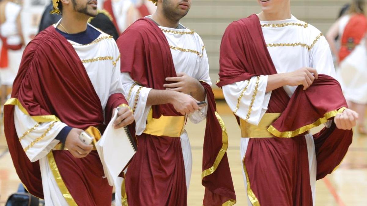Blaine High School sophomores take part in the 25th annual Roman Banquet at the school gym Dec. 16, 2015. Students research different aspects of ancient Rome, give presentations and speeches and then enjoy a Roman banquet. In Blaine, local taxes pay for 25 percent of day-to-day operational expenses at district schools.
