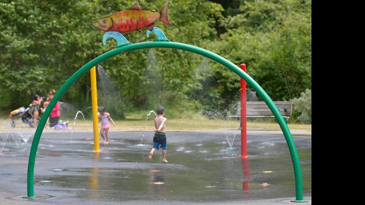 
Kids enjoy the spray park at Cornwall Park in Bellingham.
