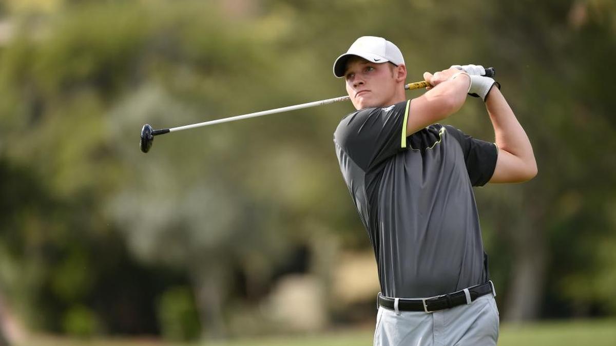Former Blaine golfer Ryan Wallen, now playing for the University of Wyoming, watches his shot at the Mountain West Conference Men’s Golf Championship in May 2015 in Tucson, Ariz.