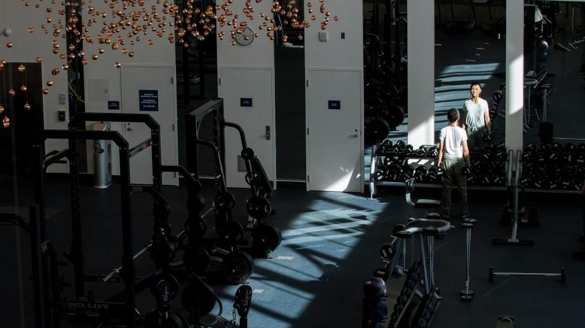 
Junyi Qiu lifts weights in the new Student Recreation Center on Wednesday, Sept. 23, at Whatcom Community College.
