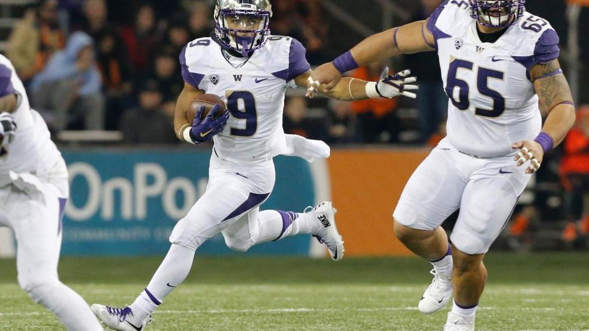 Washington running back Deontae Cooper scored a touchdown Saturday, the fourth of his career. Three of those have come at Reser Stadium in Corvallis, Oregon.