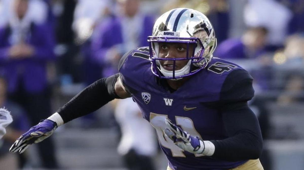 Washington’s Travis Feeney had 11 tackles, 4.5 tackles for loss, two sacks and two forced fumbles against Arizona on Saturday and was named Pac-12 Conference defensive player of the week.
