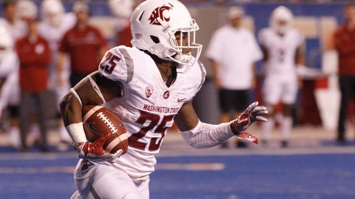 Washington State running back Jamal Morrow (25) runs the ball during the second half of an NCAA college football game against Boise State in Boise, Idaho, Saturday, Sept. 10, 2016. Boise State won 31-28.