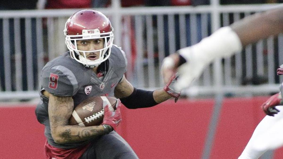 Washington State wide receiver Gabe Marks (9) runs with the ball during the second half of an NCAA college football game against Arizona State, Saturday, Nov. 7, 2015, in Pullman, Wash.