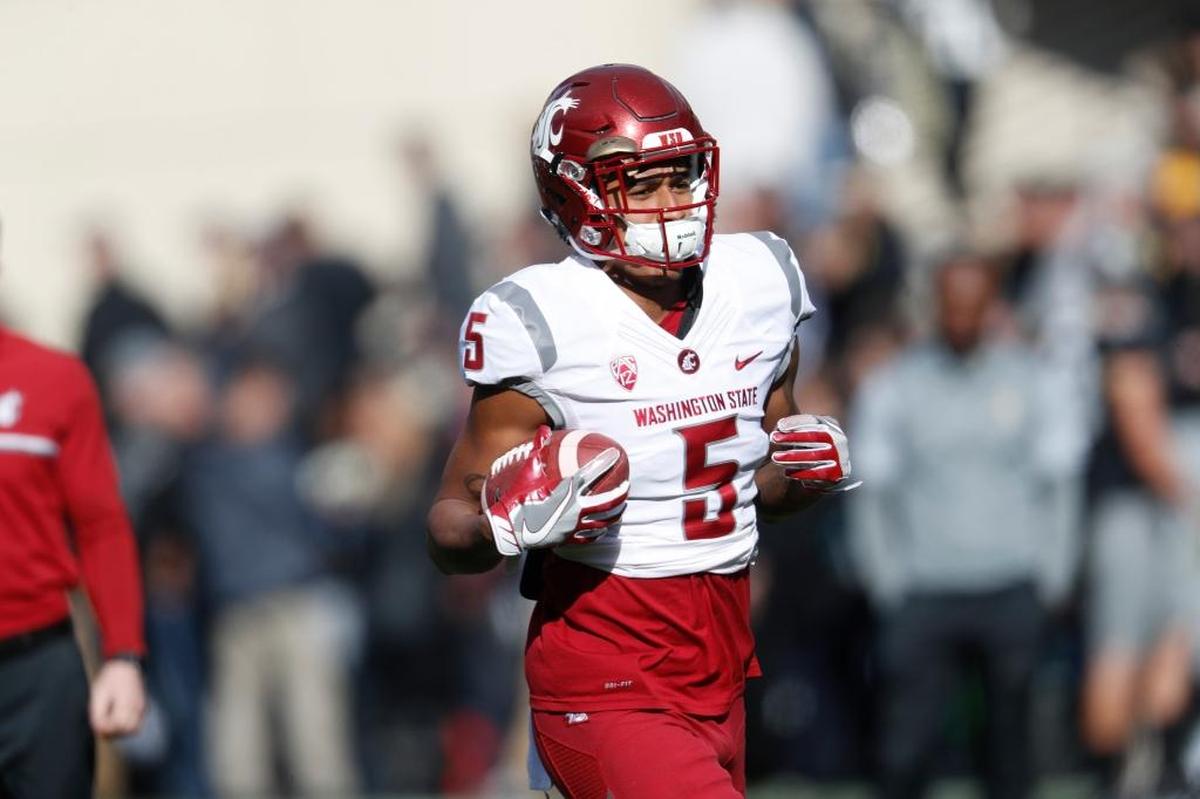 Washington State Cougars wide receiver Isaiah Johnson-Mack (5) warms up before the first half of a game Nov. 19, 2016, in Boulder, Colo.