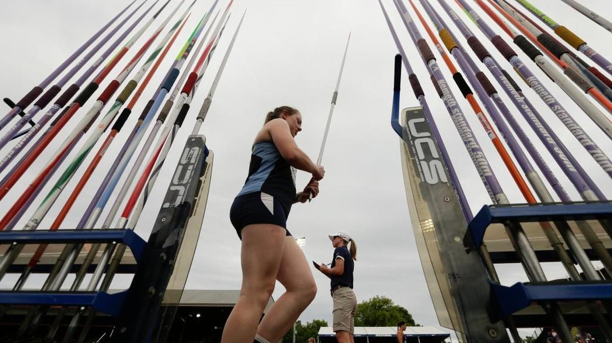 Western Washington University’s Katie Reichert gets ready for qualifying during the women’s javelin event at the U.S. Olympic Track and Field Trials, Thursday, July 7, in Eugene Ore.