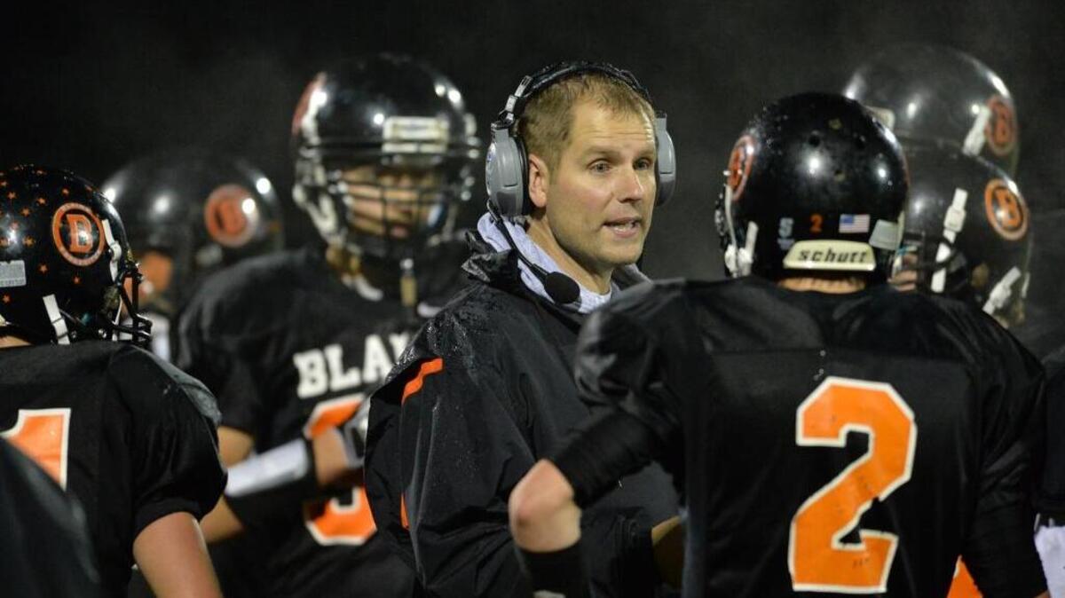 
Blaine head coach Jay Dodd talks to his team during a timeout in November of 2013. Dodd and his coaching staff have started teaching the Borderites the rugby style of tackling in an effort to reduce the risk of head and neck injuries.
