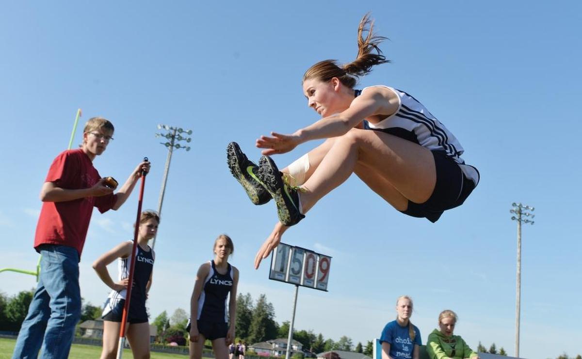 Lynden Christian’s Hannah Rusnak has won the Class 1A state title in the long jump as a sophomore in 2015.