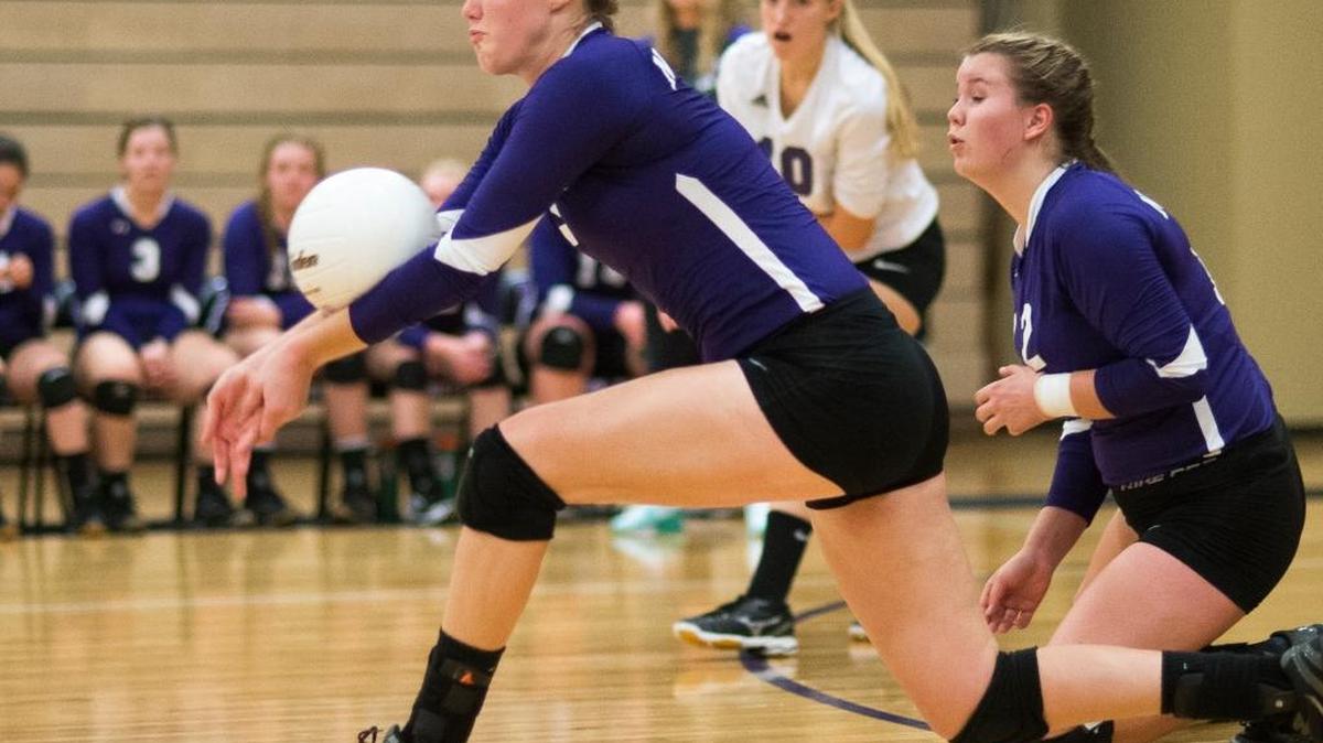 
Nooksack Valley's Brianna Turner lunges to keep the ball in play on Tuesday, Oct. 6, at Nooksack Valley High School.
