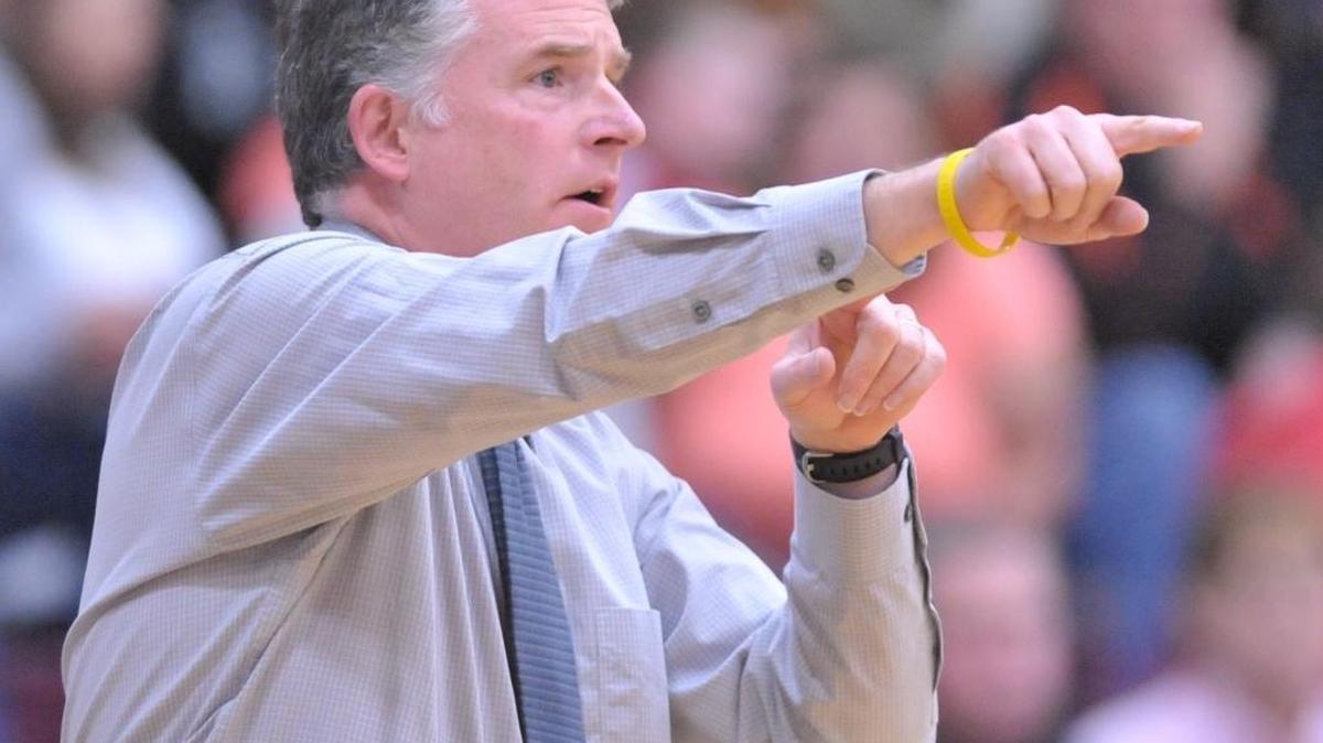 Mount Baker basketball coach Rob Gray calls out plays in a 2013 game against Blaine. Gray will lead the Mountaineers’ track and field teams this spring.