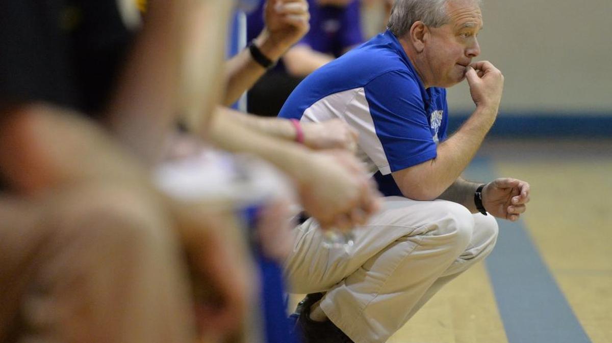 Monte Walton watches the Ferndale boys’ basketball team during a game in 2014. Walton, who stepped down as coach of the Golden Eagles in April, was hired to lead the Sehome baseball team.