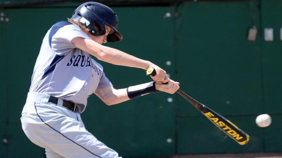 Squalicum shortstop Ernie Yake drives a ball during the 2015 Class 2A State Semifinals in Yakima. He was selected the 2016 All-Northwest Conference Most Valuable Player.