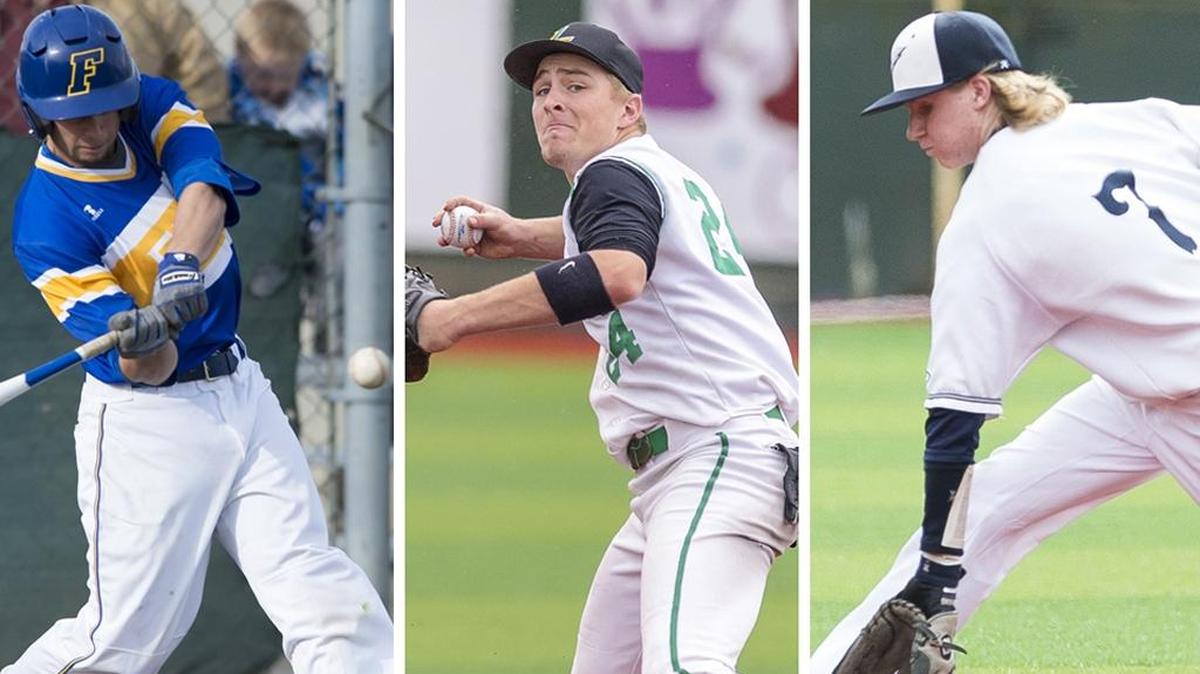 Ferndale’s Matt James, left, Lynden’s Jordan Wittenberg and Squalicum’s Ernie Yake earned first-team all-state honors from the Washington State Baseball Coaches Association.