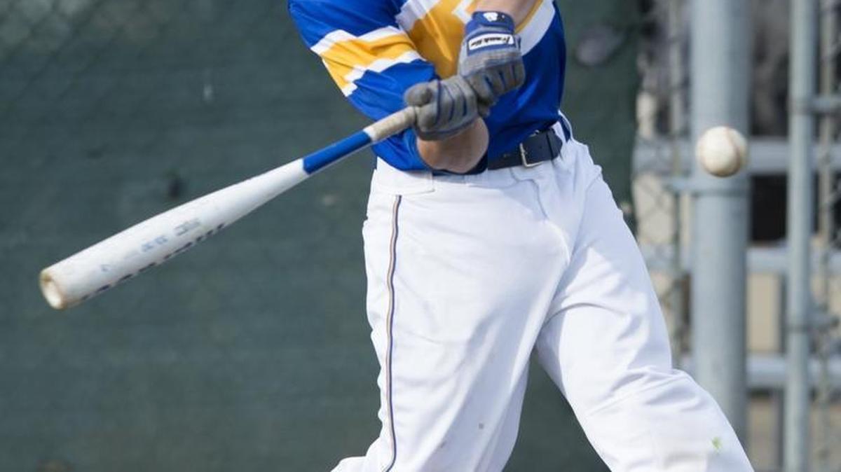Ferndale’s Matt James hits a RBI double in a 2015 game at Ferndale High School.