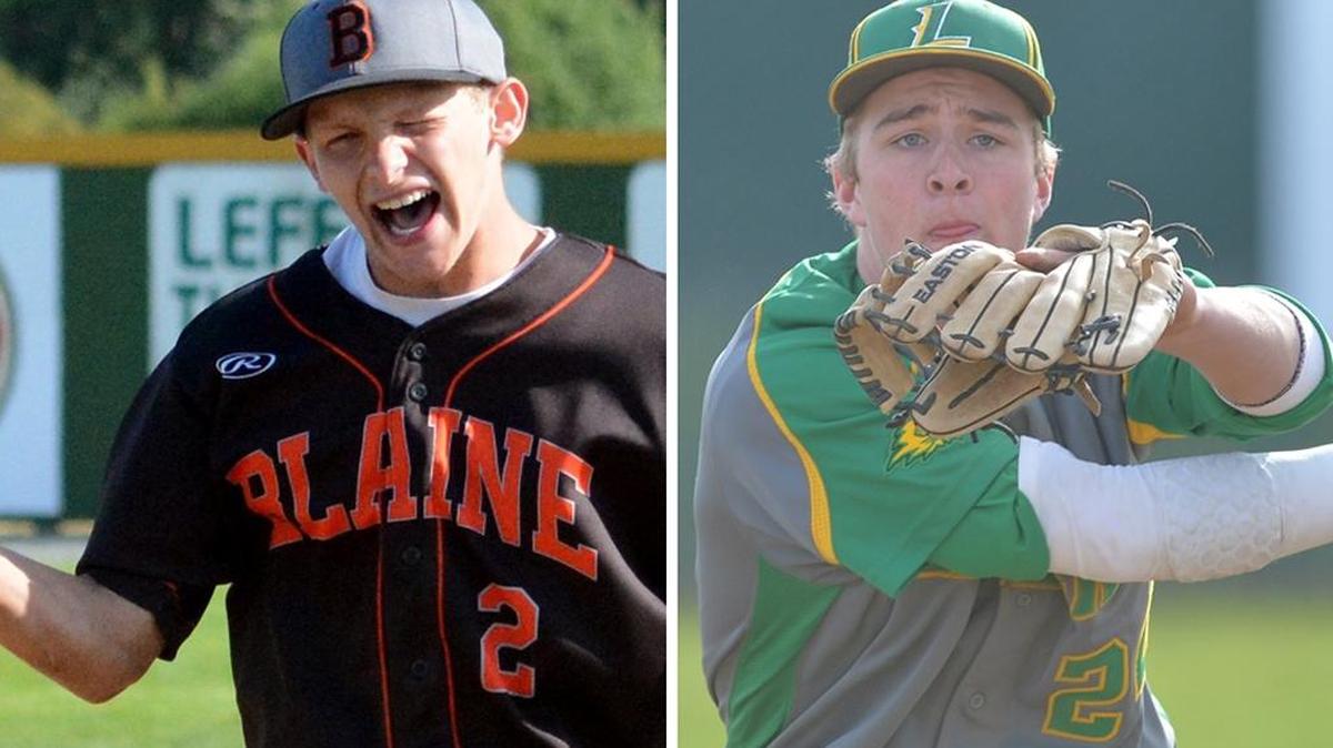 Blaine’s Jon Starcer, left, and Lynden’s Jordan Wittenberg have played big roles in helping their teams reach the regional round of the Class 2A State Baseball Tournament.