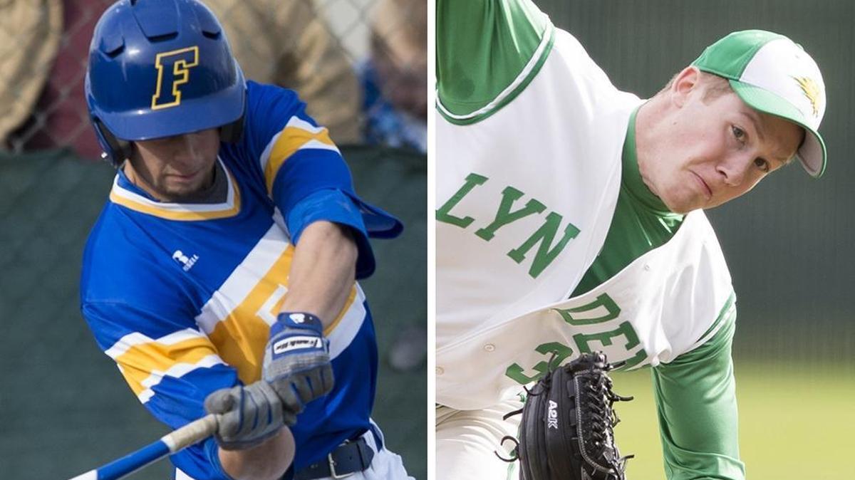 Ferndale’s Matt James, left, was selected the All-Northwest Conference Most Valuable Player, while Lynden pitcher Trevin Hope was selected Pitcher of the Year.