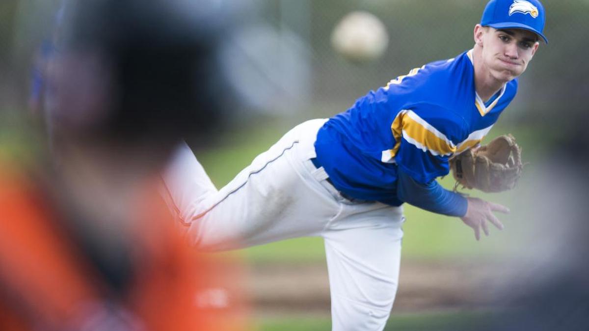 Ferndale's James Hinson pitches during a 3-2 victory over Blaine on Saturday, April 15, at Ferndale High School.