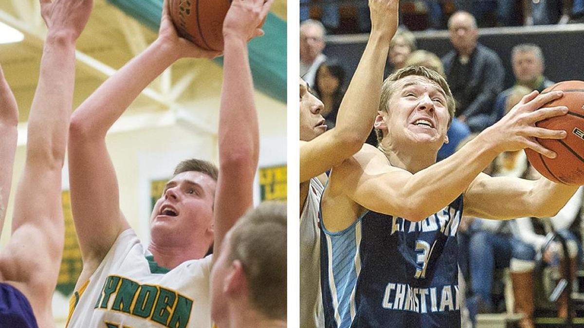 Lynden’s Sterling Somers, left, was selected WIBCA Co-Player of the Year in Class 2A, while Lynden Christian’s Zach Roetcisoender, right, was Co-Player of the Year in Class 1A.
