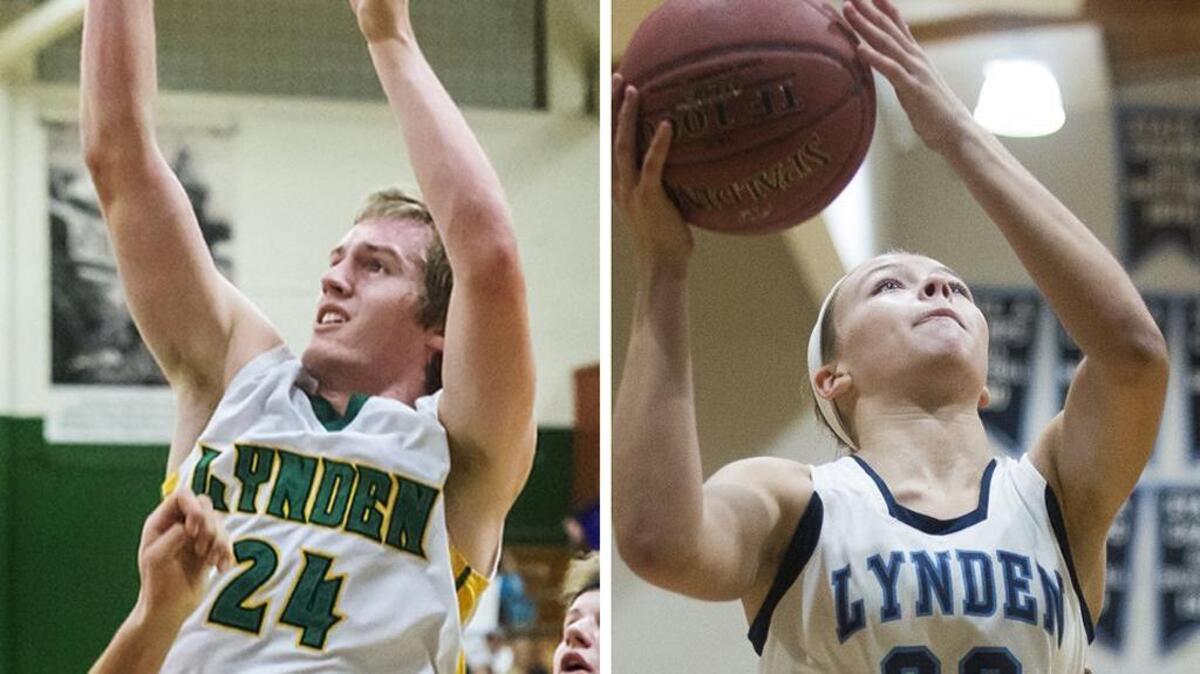 Players such as Lynden’s Andrew Kivlighn, left, and Lynden Christian’s Avery Dykstra are living out a dream playing basketball in Lynden.