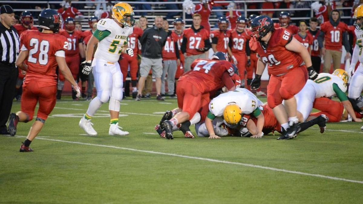 
Lynden offensive and defensive lineman Tanner Steele (53) helps lead the Lions as they host Lakewood at 7 p.m. Friday, Sept. 11.
