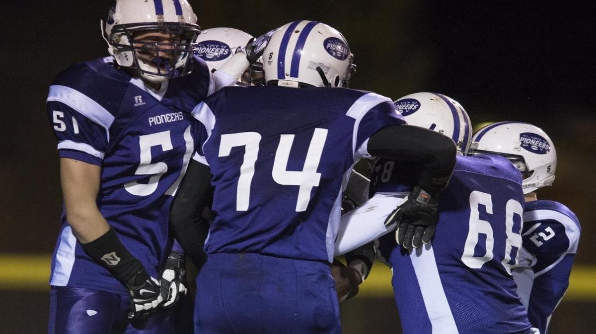 Nooksack Valley celebrates during a 2014 game against Meridian. The Pioneers are hoping more experience and confidence will them in 2016.