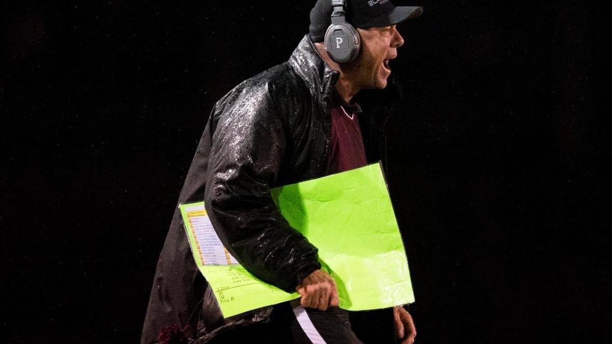 Lummi head coach Jim Sandusky reacts to a play during the Class 1B state semifinals against Neah Bay Nov. 26 at Everett Memorial Stadium.