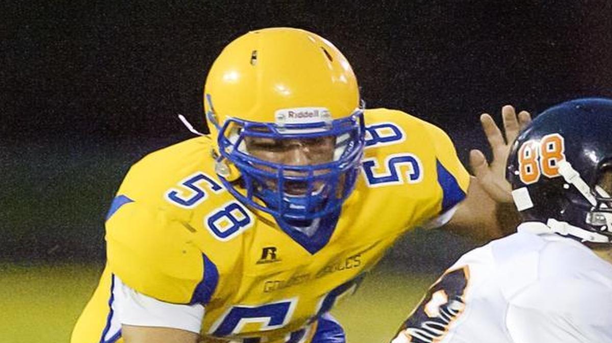 Ferndale defensive lineman Christian Rodriguez moves in to make a hit against Sept. 18. Rodriguez has signed his letter of intent to play football at Everett Community College.