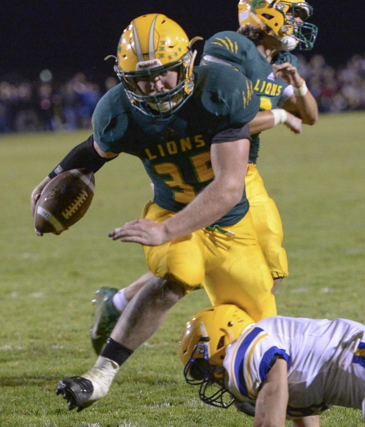 Lynden High School’s Brody Weinheimer scores a touchdown against Ferndale Sept. 9.