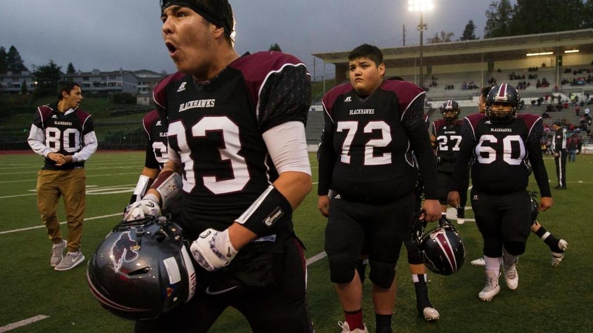 The Lummi football team prepares to face Neah Bay in the Class 1B state semifinals Nov. 26 at Everett Memorial Stadium. The Blackhawks face Sunnyside Christian Thursday.