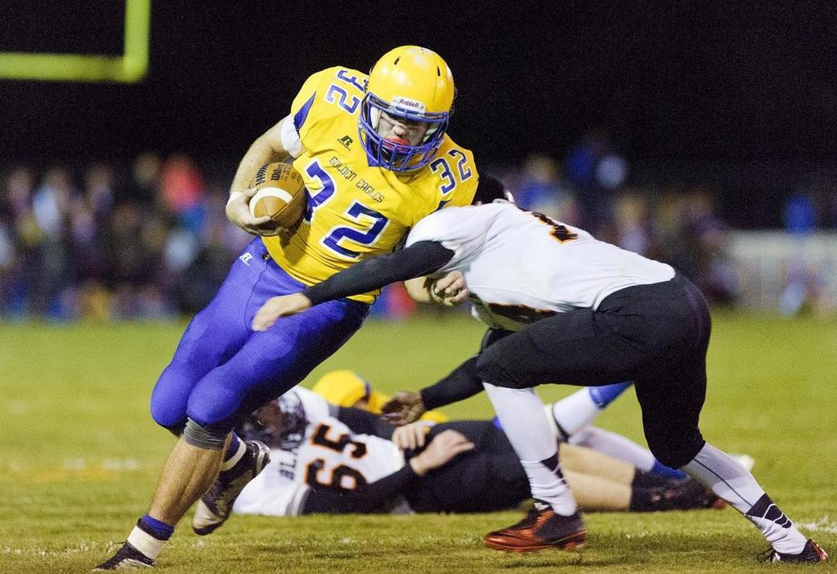 Ferndale running back Austin Honeycutt (32) as looks for yardage against Blaine in a game Sept. 18.