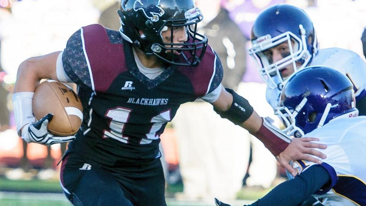 Lummi's Free Borsey looks for daylight during the Class 1B 1B State Quarterfinals against Quilcene on Saturday, Nov. 21.