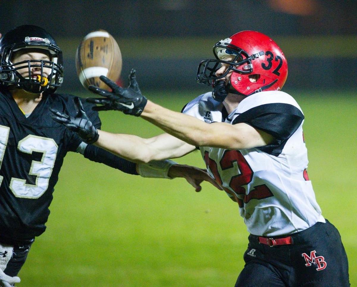 Mount Baker’s Thomas Barbo, right, and the Mountaineers face Sultan in a Class 1A Northwest District playoff game on Friday, Nov. 7.